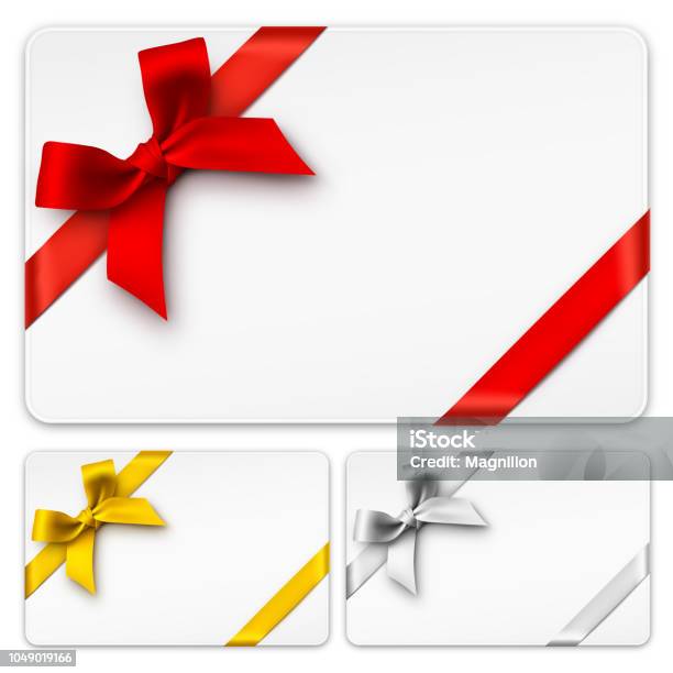 Gift Cards With Bows Stock Illustration - Download Image Now - Ribbon - Sewing Item, Tied Bow, Gift Tag - Note