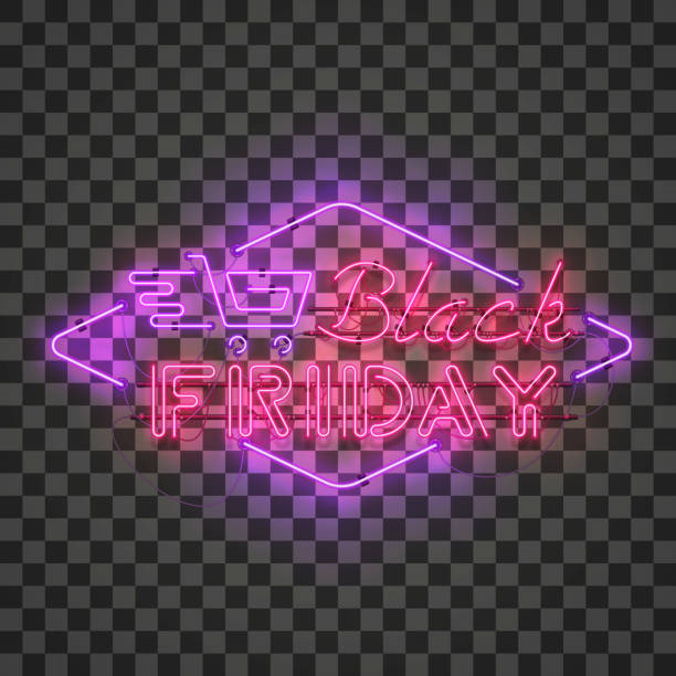 istock BLACK FRIDAY red neon sign with purple shopping cart 1049019662