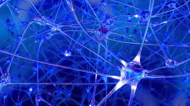 istock 3D rendering of artificial intelligence. Networks of artificial nerve cells and synapses in the brain of a robot through which electrical impulses and discharges pass 1049022186