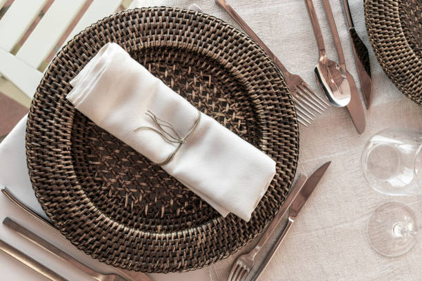 istock natural rustic style wedding table set decoration design and cutlery detail 1049046618