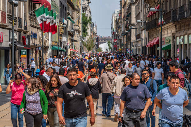 Mexico City street scene. Photo taken during a warm summer afternoon.