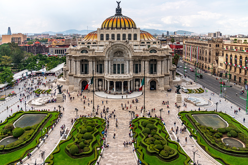 The famous Palacio de Bellas Artes in Mexico City. Photo taken during a warm summer afternoon.