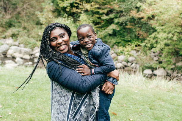 istock Mom and son having fun outside 1049060672