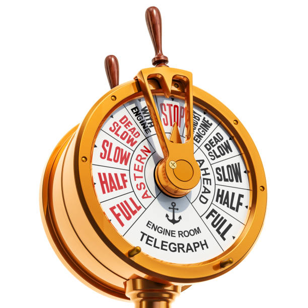 istock Engine Room Brass Telegraph. Stop concept. 3D rendering isolated on white background 1049071356
