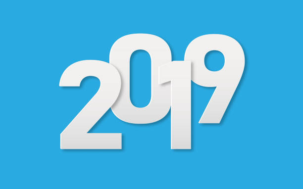 istock 2019 White paper art text for new year banner background. Paper cut and artwork concept. Merry Christmas and happy new year theme. Minimalism digital craft sticker graphic design. Vector illustration 1049091990