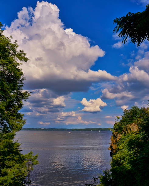 istock Sky and clouds with lake between the trees , the river background. 1049094570