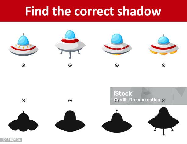 Find The Correct Shadow Spaceship Among Differences Stock Illustration - Download Image Now