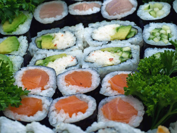 istock Sushi Roll Variety Close Up 1049117926
