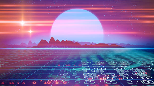 istock Retro futuristic background 1980s style 3d illustration. 1049125738