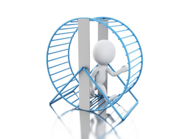 istock 3d White people running in a hamster wheel 1049132062