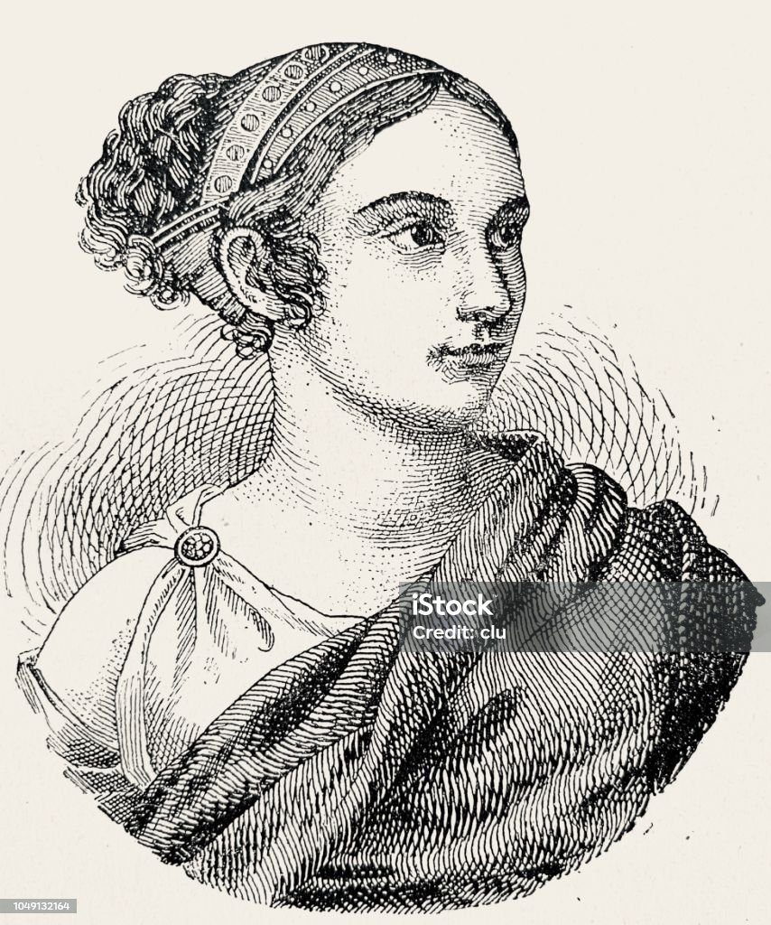 Portrait of german actress Sophie Schroder,  1781-1868 Illustration from 19th century 1890-1899 stock illustration