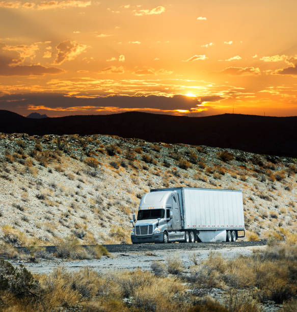 istock Semi Truck Sunset 1049132256