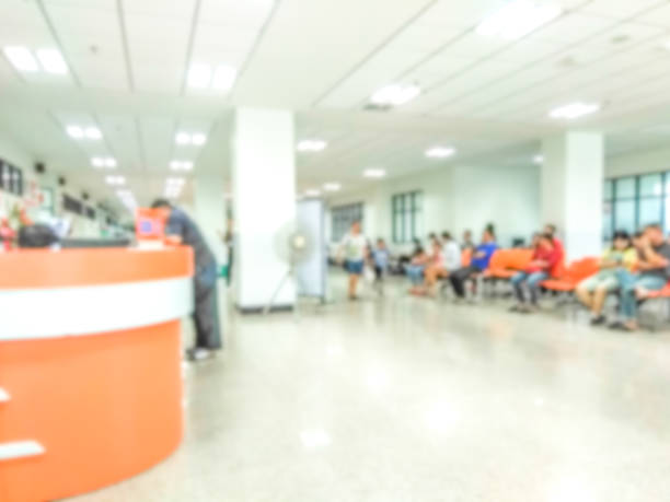 blur emergency room for background blur beautiful  hospital or clinic interior for background,patient waiting for see doctor. medical office lobby stock pictures, royalty-free photos & images