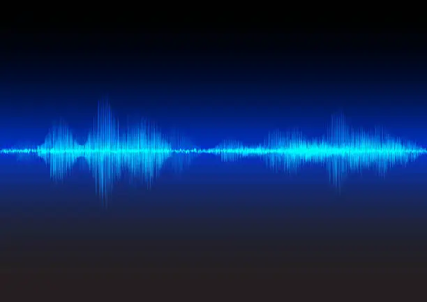 Vector illustration of Blue sound waves glow light