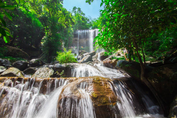 istock Beautiful waterfalls flow through the rocks 1049160334