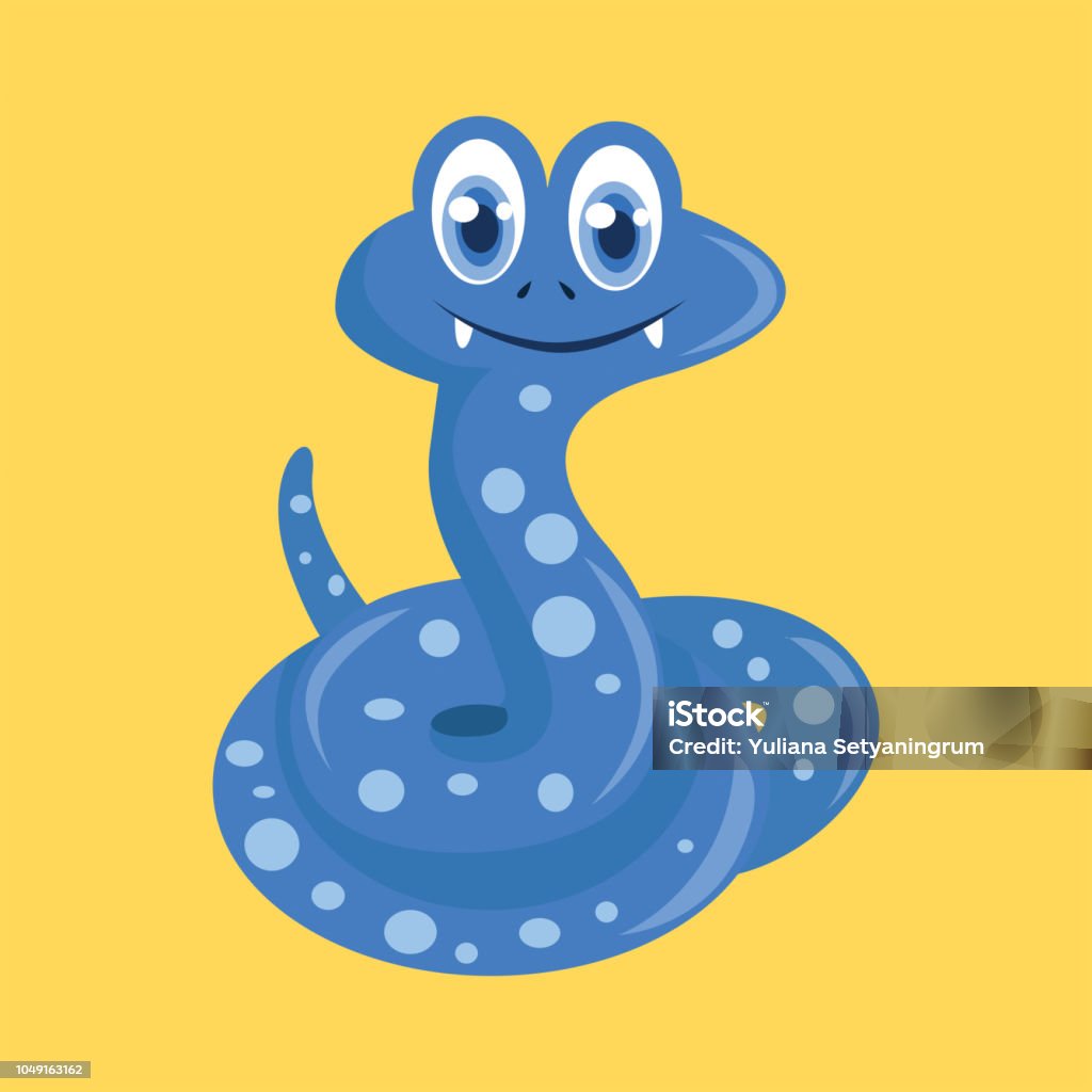 Imagens De Desenho Animado Isoladas De Uma Cobra Azul-clara E Fofa