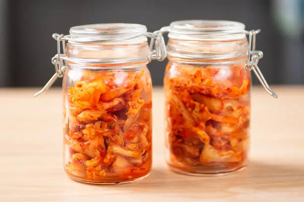 Kimchi cabbage in a jar, Korean food
