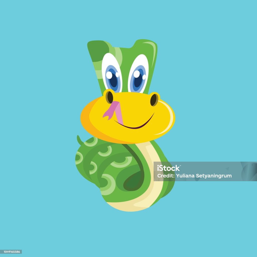Ilustração do ícone dos desenhos animados da serpente Cobra verde