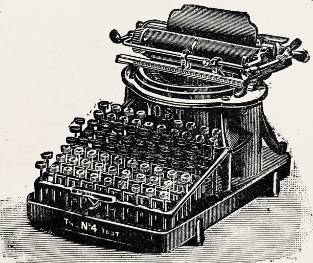 白い背景の上の古代のタイプライター - typewriter keyboard typewriter retro revival old fashioned点のイラスト素材／クリップアート素材／マンガ素材／アイコン素材