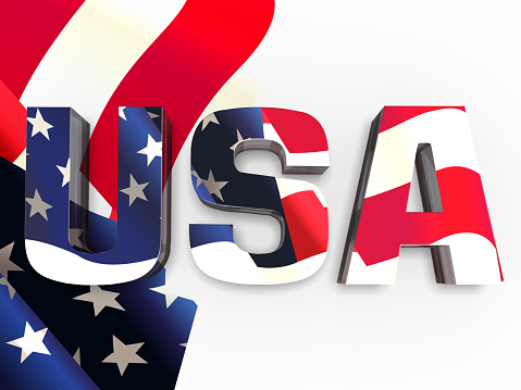 3D USA,National flag,superpower,Great,white background.