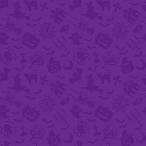 ilustrações de stock, clip art, desenhos animados e ícones de happy halloween. purple background. - halloween