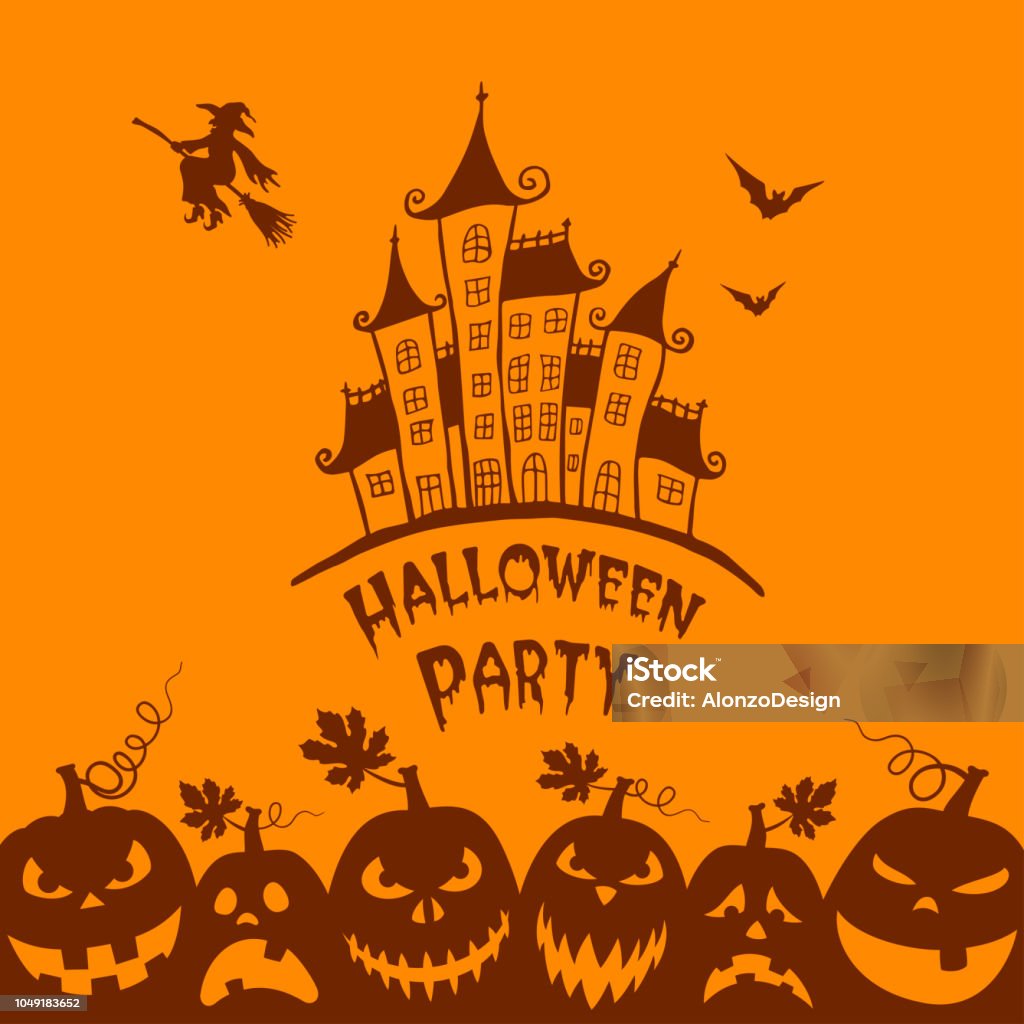 Happy Halloween Party Happy Halloween party with pumpkins Happiness stock vector