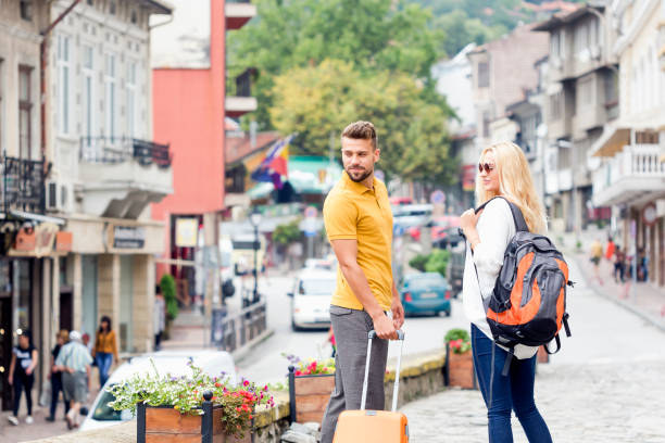 istock Young couple traveling. 1049195654
