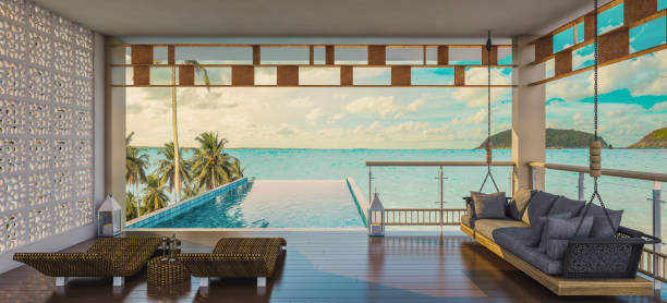 istock Sea view swimming pool 1049195844