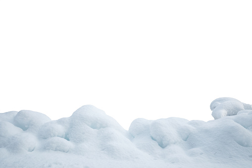 Montón de nieve sobre fondo blanco photo