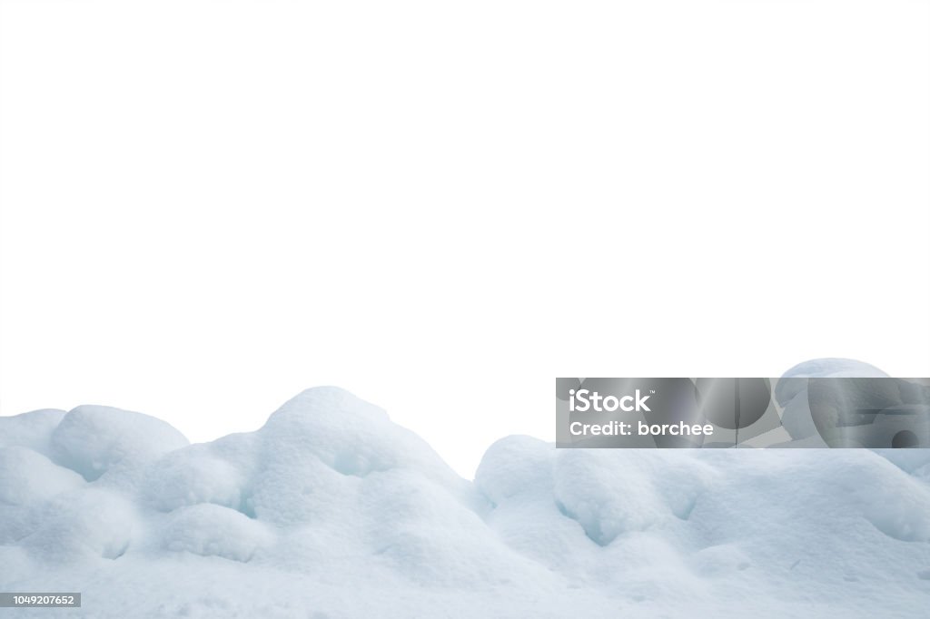 Heap Of Snow On White Background Heap of snow isolated on white background. Snow Stock Photo