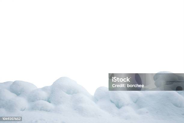 Heap Of Snow On White Background Stock Photo - Download Image Now - Snow, Heap, Cut Out