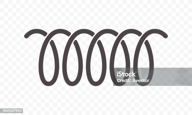 Spiral Spring Vector Icon Of Swirl Line Or Curved Wire Cord Pattern Stock Illustration - Download Image Now