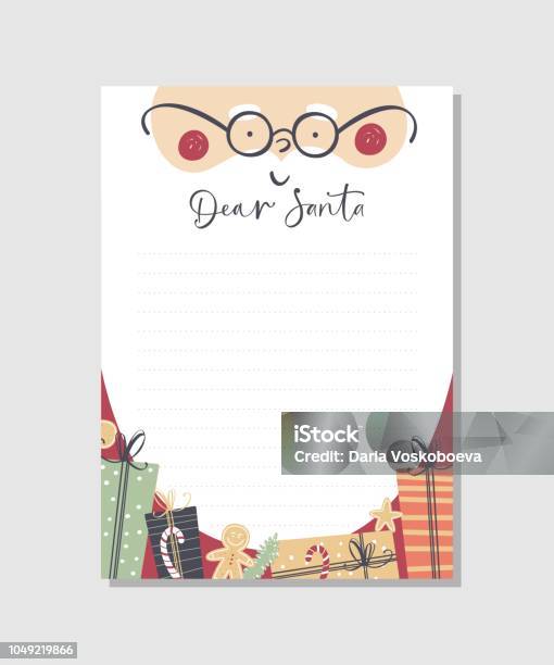 Letter To Santa Christmas Wishlist Stock Illustration - Download Image Now - Letter - Document, Christmas, Santa Claus