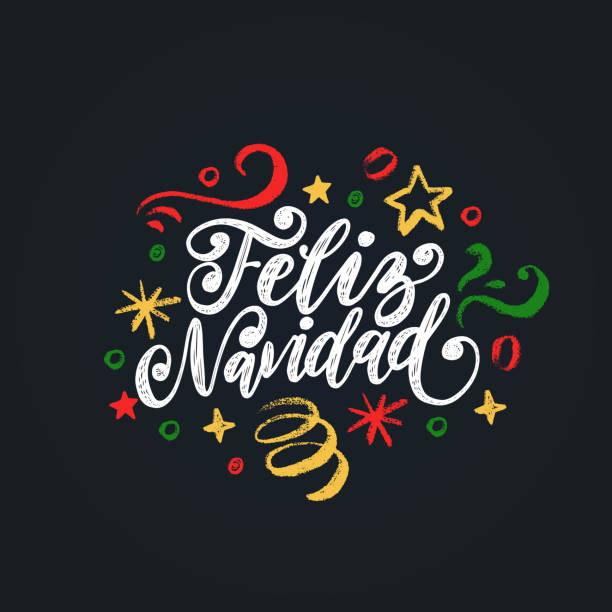 ilustraciones, imágenes clip art, dibujos animados e iconos de stock de feliz navidad, frase manuscrita, traducido del español casarse con navidad. ilustración de vector árbol de año nuevo. - 2844