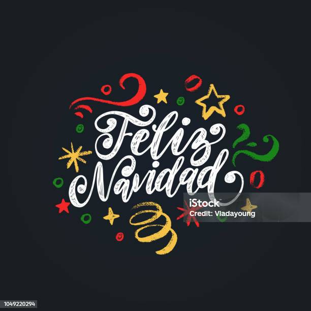 Feliz Navidad 필기 구 결혼 크리스마스 스페인어에서에서 번역 벡터 새 해 반짝이 그림 크리스마스에 대한 스톡 벡터 아트 및 기타 이미지