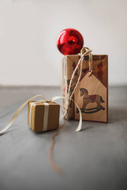 istock Christmas composition of a gift box and Christmas decorations 1049229612