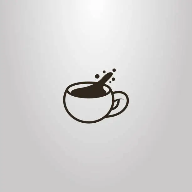 Vector illustration of simple vector outline sign of spilled coffee cup or other hot drink