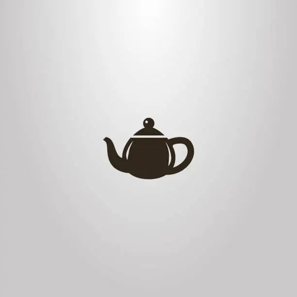 Vector illustration of simple vector outline sign of flat art teapot with handle