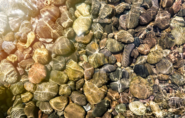 Through the thickness of the transparent water stock photo