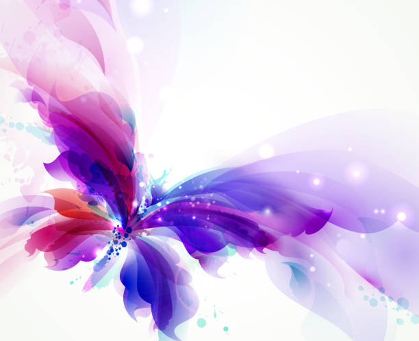 Abstract butterfly with blue, purple and cyan blots Abstract flying butterfly with blue, purple and cyan blots butterfly stock illustrations
