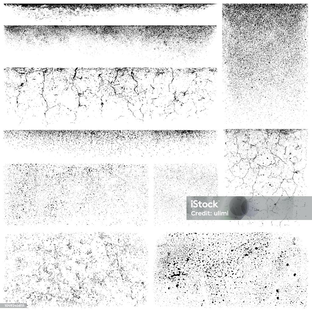 Set of grunge vector textures Set of grunge texture backgrounds and design elements. Isolated vector images black on white. Textured stock vector