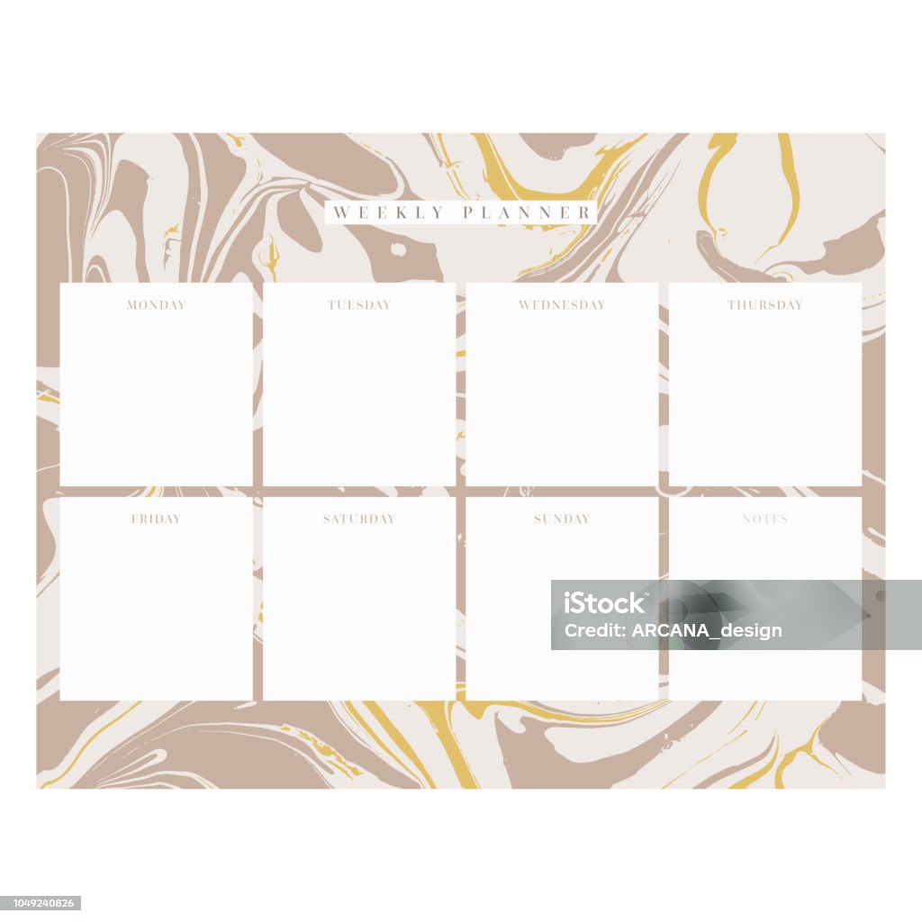 Planner Backdrop Vector Weekly Planner Page Marble Background Stock Illustration ...