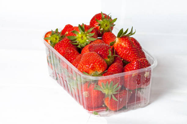 istock Strawberries Gariguettes from Plougastel in plastic packaging 1049248430