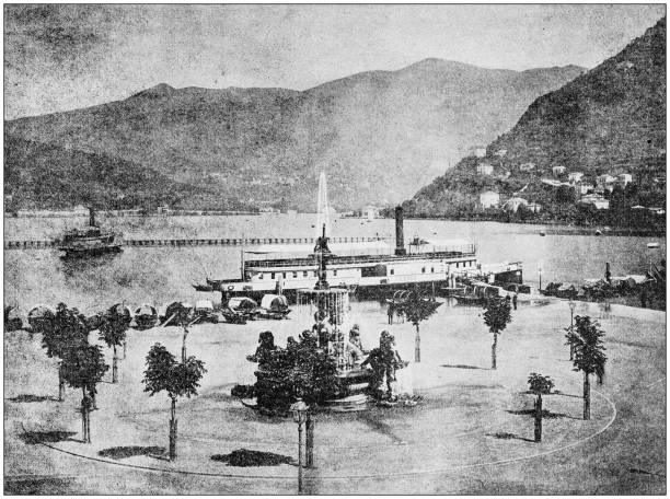 Antique photograph: Lake Como, Italy Antique photograph: Lake Como, Italy 1890 stock illustrations