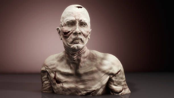 3d render potwora zombie portret - spooky human face zombie horror zdjęcia i obrazy z banku zdjęć