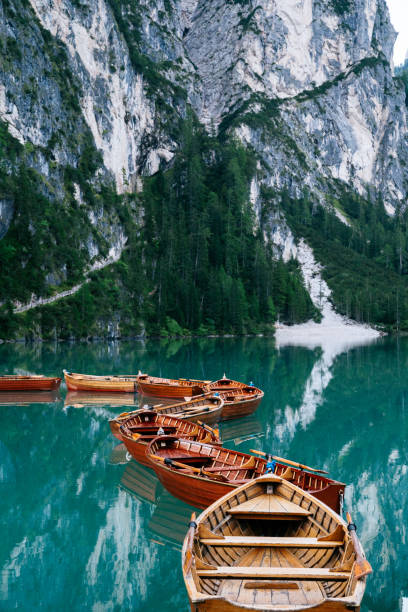 istock Sunrise on The Pragser Wildsee (Lake Prags, Lake Braies, Lago di Braies) 1049254694