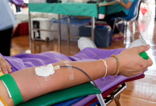 istock Blood Catheters on arm .blood donation 1049255544