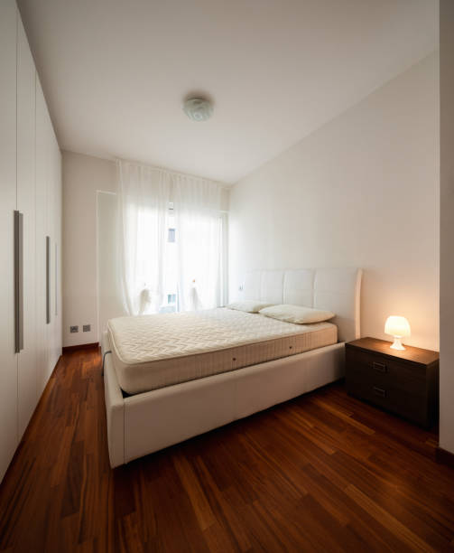 istock Bedroom with large wardrobe and bright window 1049259076