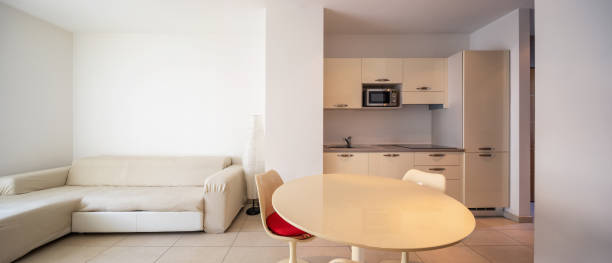 istock Open space with kitchen and living room 1049259620