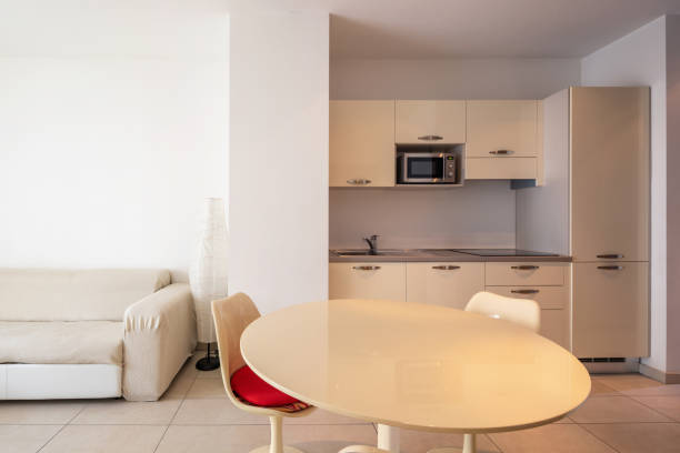 istock Open space with kitchen and living room 1049259676